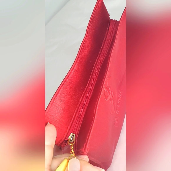 NWOT Yves Saint Laurent- parfume red satin cosmetic pouch-makeup,perfume,jewelry - Picture 5 of 8